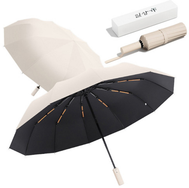 일상가 24K 바람에 강한 프리미엄 [업그레이드형] 자외선 차단 튼튼한 이중살대 3단 자동 우산