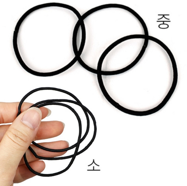 퐁퐁군 검정 머리고무줄 헤어 고무줄끈 3P 머리끈고무줄