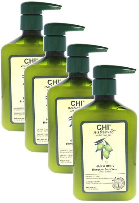 치 내추럴 올리브오일 샴푸 바디워시 CHI Naturals Olive Oil Shampoo BodyWash, 4개, 340ml