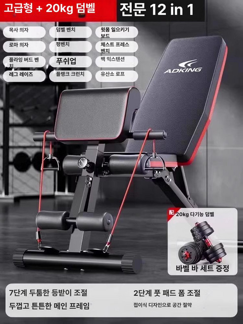 인클라인벤치 가정용 헬스 각도조절 더스크랙 벤치 운동기구 스탠다드 다기능, 프리미엄+20KG