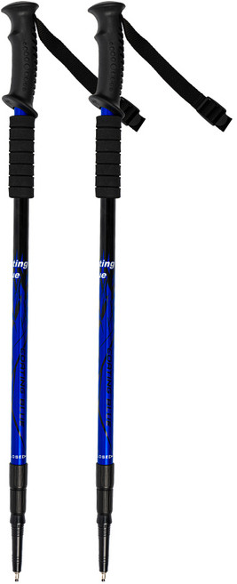 코팅블루 4단 접이식 초경량 두랄루민 등산스틱 2P 세트, 블루2세트