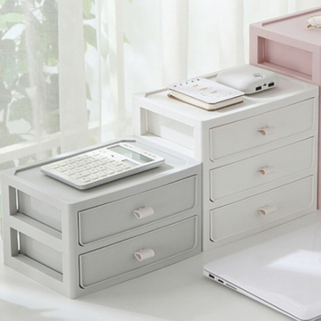 [스윗브릿지] 데스크 미니 서랍장 화장대 정리함 속옷 다용도 서랍 수납 소품 정리함 3size, 3단 (화이트), 1개