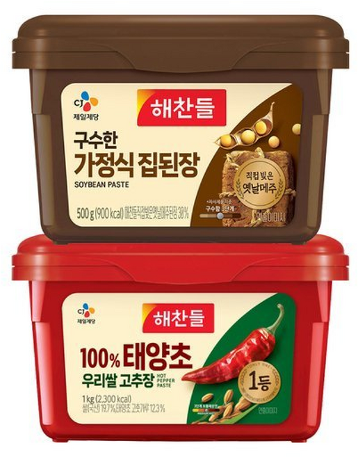(온라인) CJ 해찬들 100% 태양초 우리쌀고추장+구수한집된장, 1개, 1kg