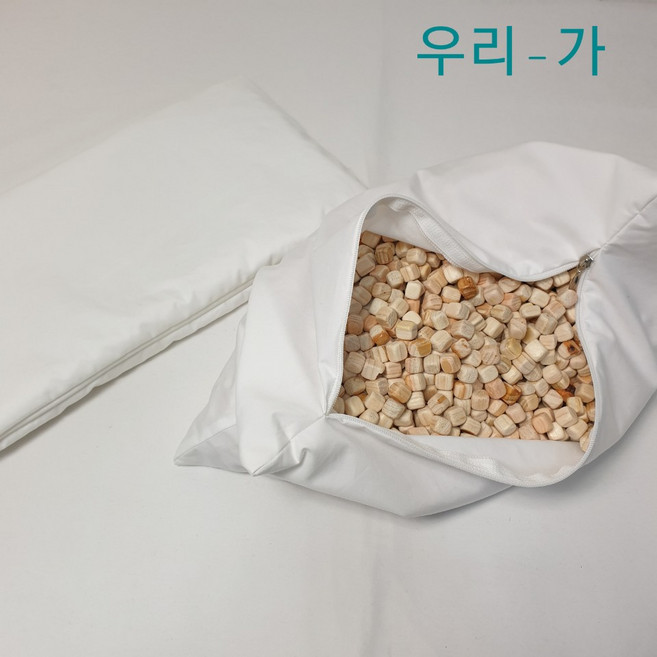 우리가 수제 순면100% 편백나무베갯속+속커버 메밀베갯속+속커버 25x45, 1개, 화이트