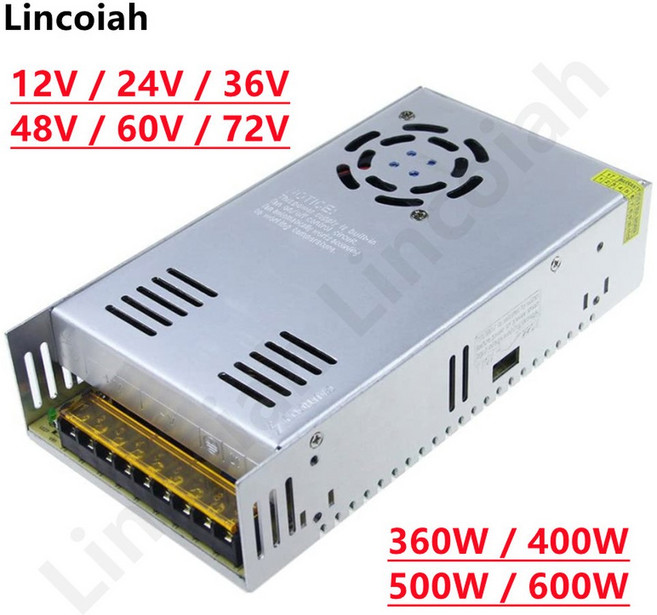 12V 24V 36V LED 모터 600W 360W 장치 변압기 스위칭 소스 500W 72V 스트립 400W AC 공급 SMPS 60V 48V 전원, 500와트