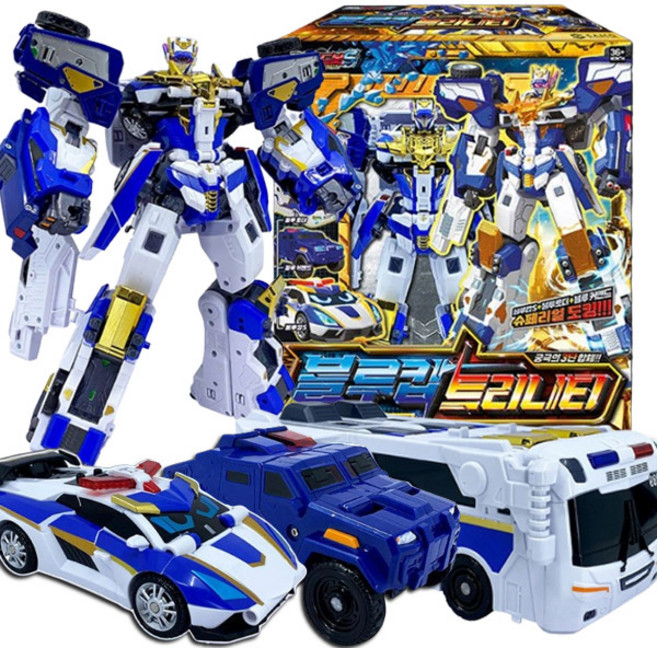 메탈카드봇S 블루캅 트리니티 궁극의 3단 합체 변신 로봇 로보트 장난감, 블루캅트리니티, 1개