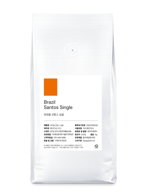 올데이커피 고소한 브라질 산토스 싱글 오리진 원두 커피, 1개, 1kg, 홀빈(분쇄안함)