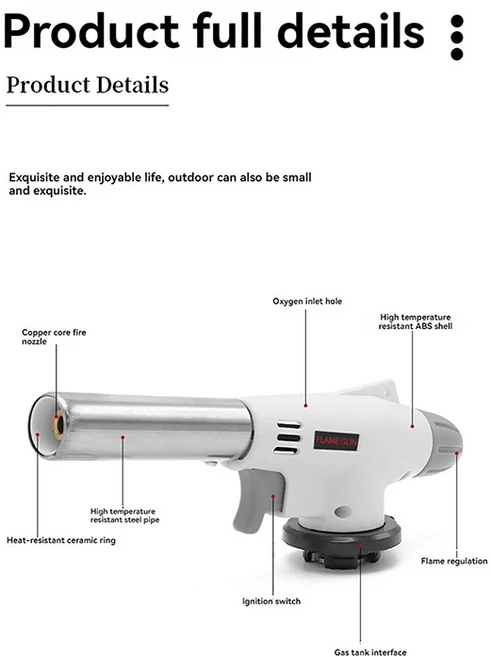 가스 버너 불꽃 토치 총 요리 납땜 부탄 자동 점화 라이터 난방 캠핑