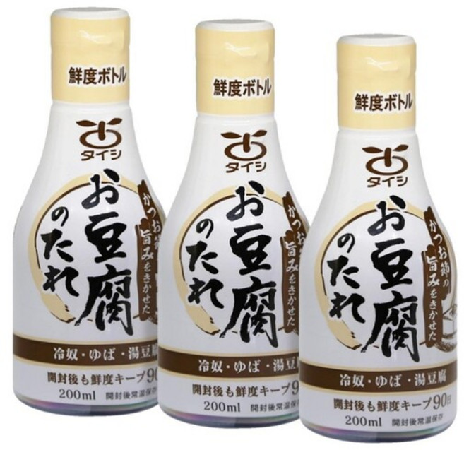 타이시 식품 두부 소스 (200 ml) x 3병 가다랑어 플레이크 다시 간장