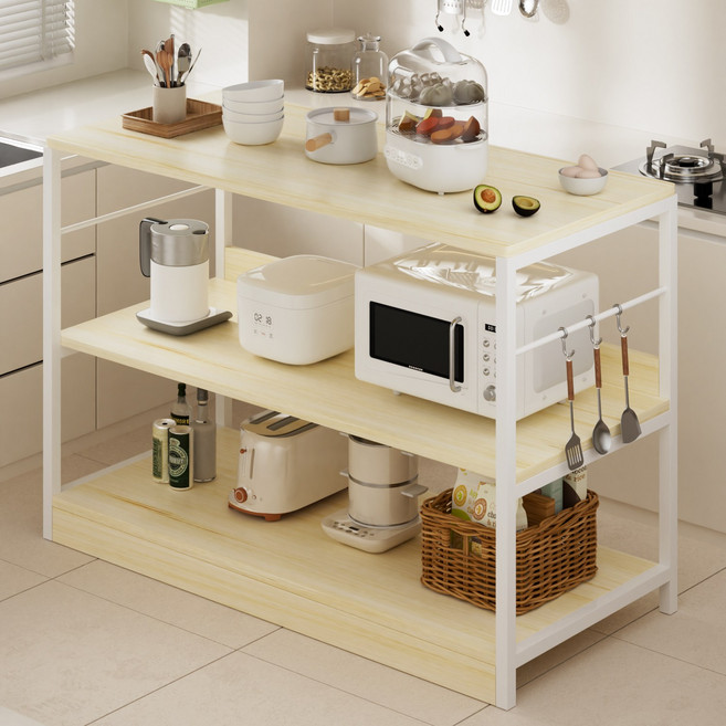 뷔이위이 주방수납장 다용도 수납선반 거실 정리 3단 테이블, 화이트