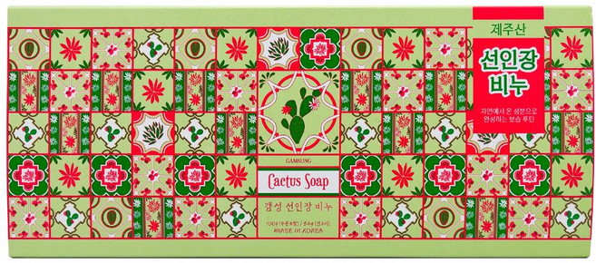 갬성 선인장 비누 3개입 세트 제주도 민감성 복합성 보습 답례품, 100g
