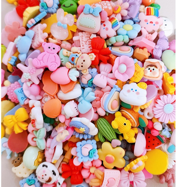 대용량 데코덴 랜덤 혼합 파츠 100개 DIY 탑꾸 꾸미기, 1세트