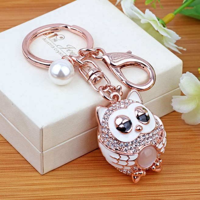 행운 큐빅 부엉이 키홀더 MTY-001, 1개, 혼색