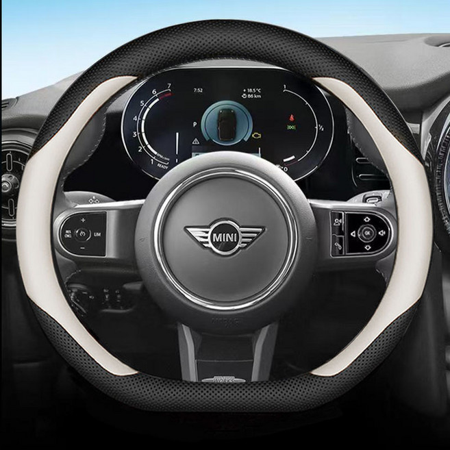 카에트 MINI 전차종 호환 투톤 나파가죽 핸들커버, 베이지(MINI-05)