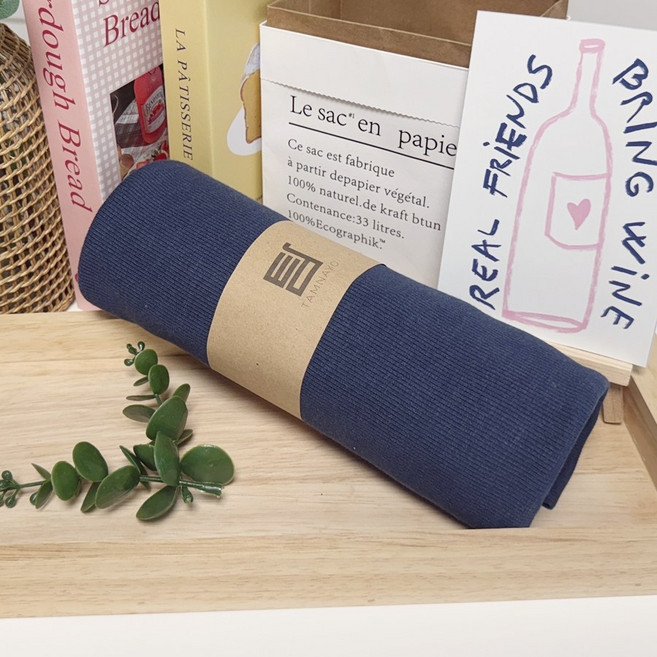 CRE 011 B 탐나요 면 20수 골지 무지 스판 원단 두겹 튜브형 코튼 패브릭 천, 1개, 청네이비