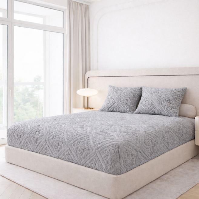 유럽식 겨울 극세사 패드 발열 침대 매트리스 커버 패드 따뜻한 침구, 그레이 시트1