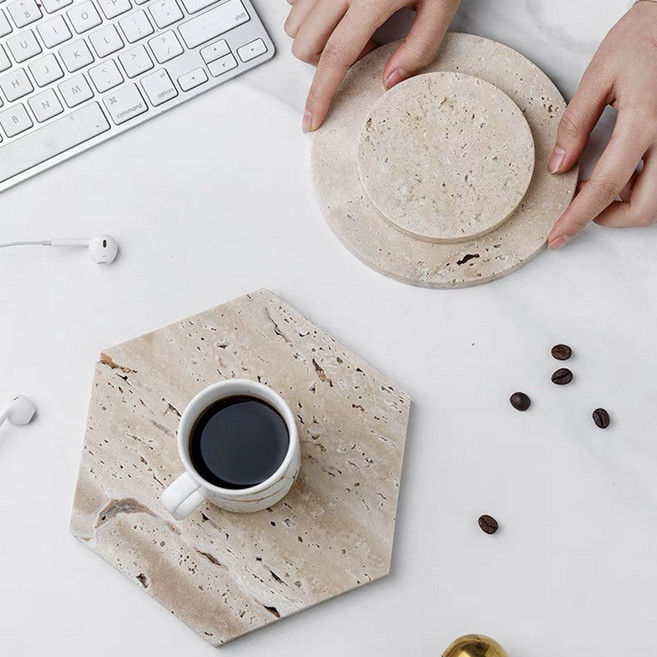 천연 대리석 트래버틴 트레이 촬영 소품 스톤 오브제 코스터 전시다이 진열대