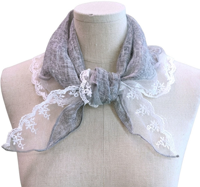 메리앤유 레이스 미니 삼각 쁘띠 여름 린넨 스카프 국내산