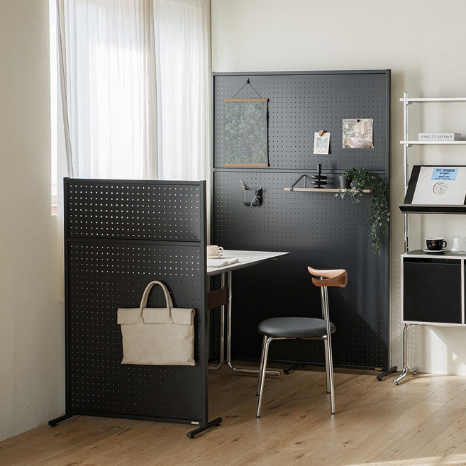 레트로하우스 틴우드 타공판 철제파티션 800 (하프), 블랙