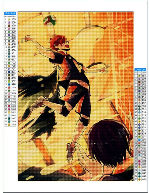 보석십자수 하이큐 코즈메 켄마 히나타 3D 도안 DIY다이아몬드 그림 세트 거실 침실 식당 사무실 집들이 개업선물 인테리어 소품 집중력 대형 수제공예, ZL917, 30*40cm, 1개