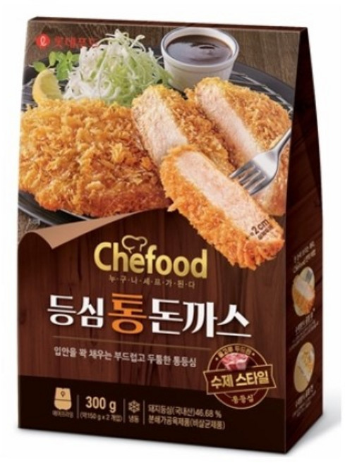 롯데 쉐푸드 도톰 등심통돈까스300g(약2cm 두께) 국내산 통등심 수제방식 통돈까스, 10개, 300g