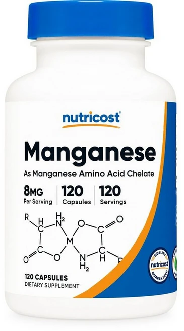 미국 뉴트리코스트 Nutricost Chelated Manganese 킬레이트 망간 8mg 캡슐, 5개, 120정 - 쿠팡