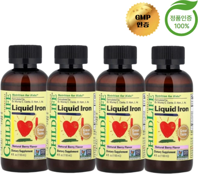 2+2 차일드라이프 에센셜 액상 철분 천연 베리 맛 118ml, 4개 - 쿠팡