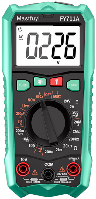 福儀原廠 FY711A 高精度數位萬用表 智能防燒萬用表 數位電表 多功能萬用表 數位電表 三用電錶 多功能電工維修, 1個
