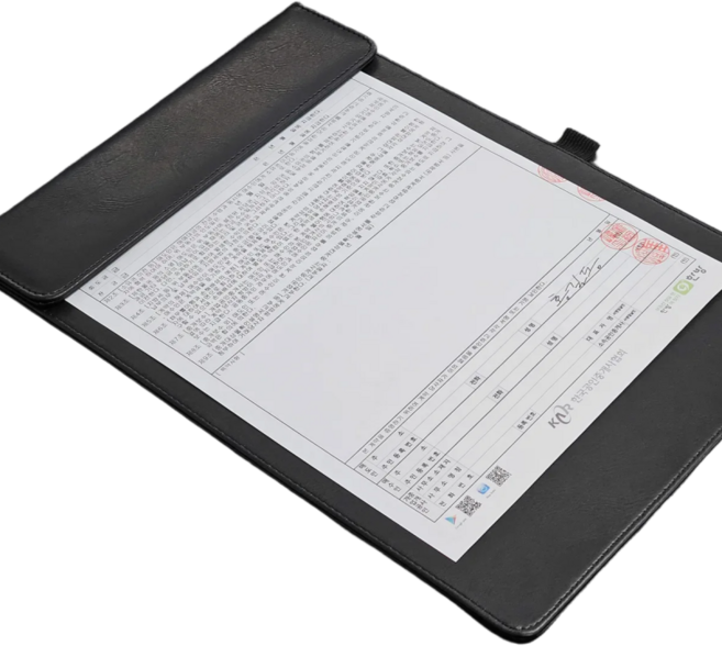 아이템즈온 부동산 도장받침대 계약서 받침대 가죽 자석식 깔판 A4, 1개, 블랙