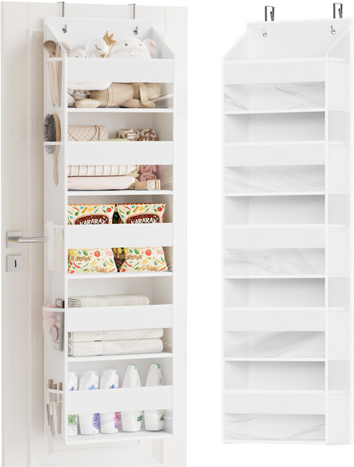 다용도 패브릭 문걸이 5단 포켓 수납함 정리함, 1개, 화이트