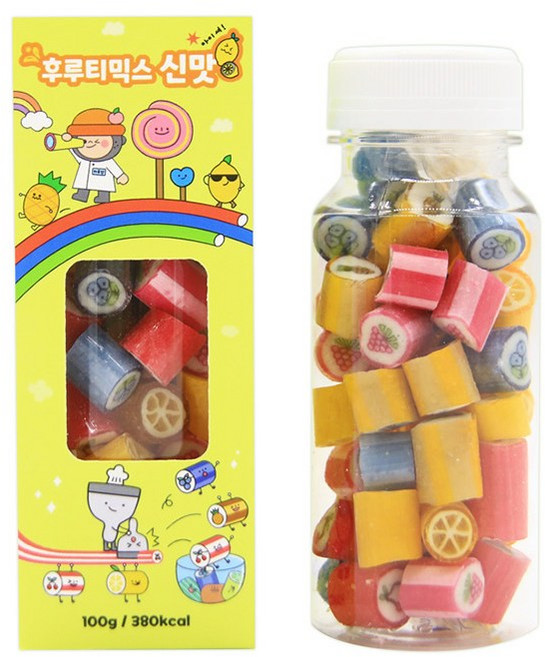캔디원 수제캔디 수제간식 사탕선물 신맛사탕 종이케이스 임산부선물 과일맛사탕, 후루티믹스 신맛 (페트+케이스), 1개, 100g