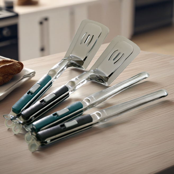 락킹 스텐 생선구이 부침개 호떡 철판 후라이팬 뒤집개 집게, 1개, 뒤집개 집게 그린