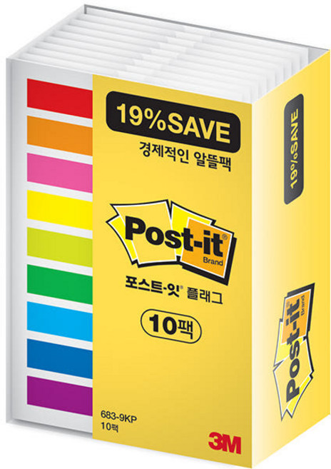 3M 포스트잇 플래그 알뜰팩 670-5AN 분류용 견출지 파일 바인더 인덱스 오피스팩, 07_683-9KP-10 필름