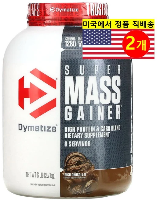 Dymatize 슈퍼 매스 게이너 (Super Mass 게이너) 리치 초콜릿 6 파운드 2.7kg, 2개 - 쿠팡