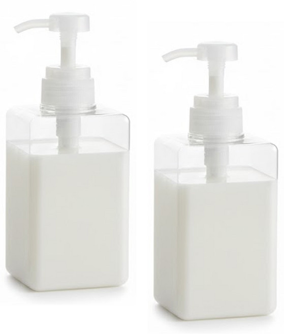 잇어스홈 클리어 사각 세제 디스펜서 450ml, 2개, 투명