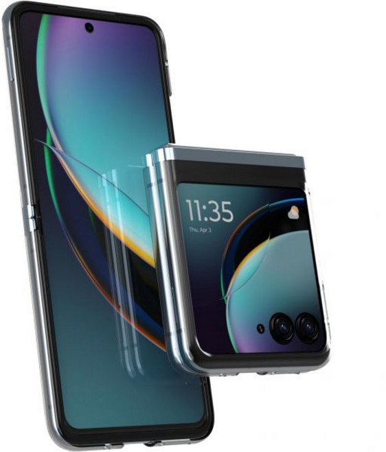 모토로라 스마트폰 핸드폰 레이저 플러스 2023 / 40 울트라 클리어 케이스 - 휴대폰 슬림 경량 보호 힌지리스 쉘 CNC 정밀 컷아웃 무한 블랙 NCVM 액센트 트림