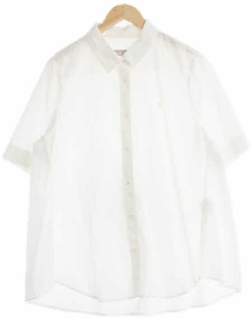 4571 빈폴 화이트 면 플레어반팔슬릿셔츠 [L]