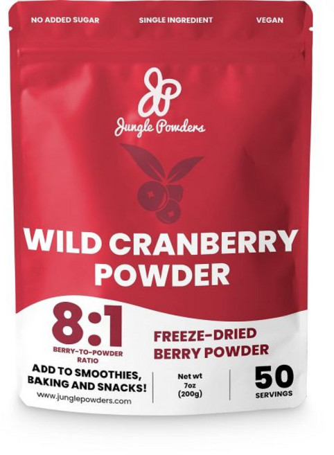 Jungle Powders 과일 가루 분말 파우더 정글 파우더스 와일드 크랜베리 3.5온스 백 냉동 건조 보충제 전체 추출물 베이킹 향료 무설탕, 7 온스 (1개 묶음)