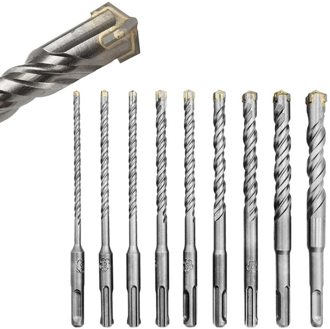 SDS 4날 콘크리트기리 9P 4날 sds plus 함마드릴 비트 타일 벽드릴, 1세트