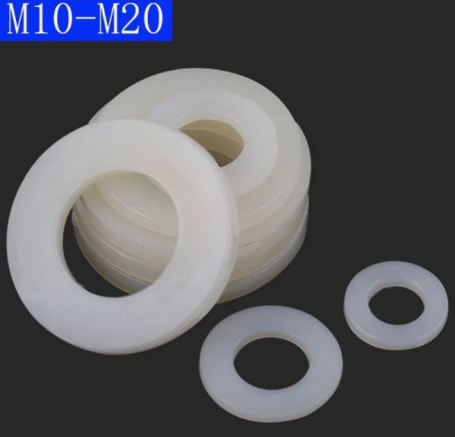 M10 M12 M14 M16 M18 M20 흰색 나일론 페니 와셔 맞춤 볼트 나사 플라스틱 와셔 DIN 125 NYLON66, [09] M10x25x2mm-10pcs