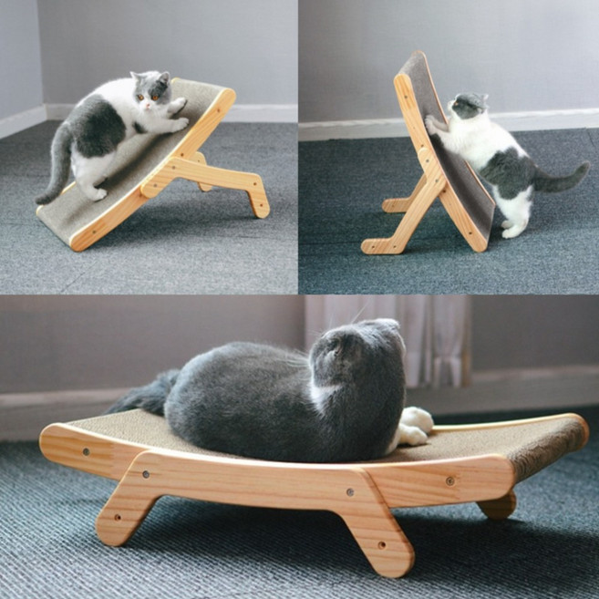 아티브 고양이 3in1 스크래쳐 커브형 침대, 1개, 단일색
