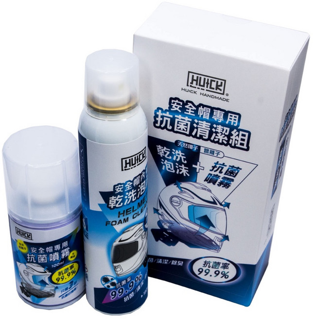 HUICK 安全帽專用清潔組 乾洗泡沫180ml 噴霧100ml 除臭, 1個, 180ml