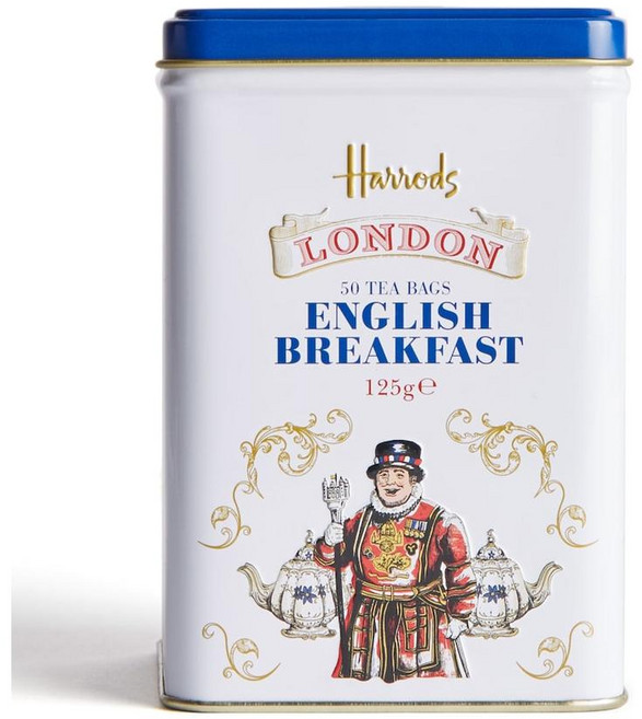 영국 헤롯백화점 헤로즈 Harrods English Afternoon Tea 잉글리쉬 브랙퍼스트 티 홍차 티백 캔, 6개, 50개입