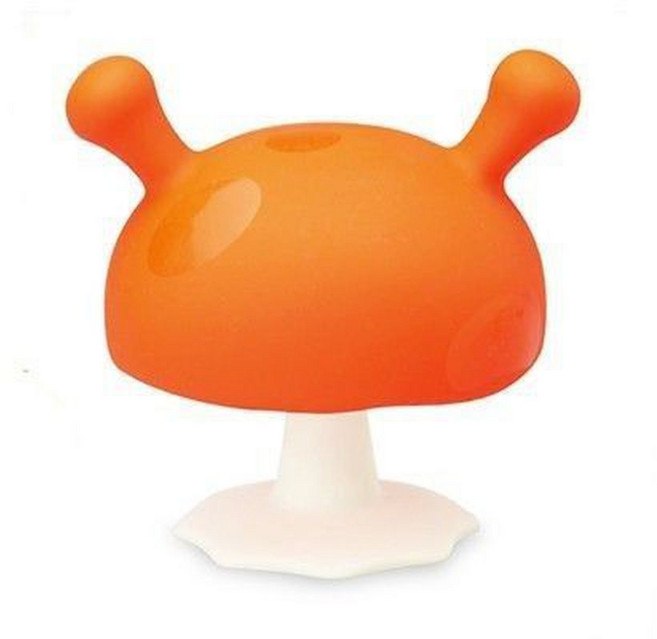 英國 Mombella Q比啾比小蘑菇固齒器 矽膠 磨牙玩具, F, 橘色, 1個