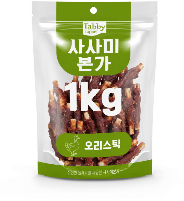 테비토퍼 사사미 본가 강아지간식, 1개, 1kg, 오리스틱