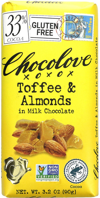 Chocolove 토피 & 아몬드 인 밀크 초콜릿 코코아 33% 90g(3.2oz) 3팩, 90g, 1개