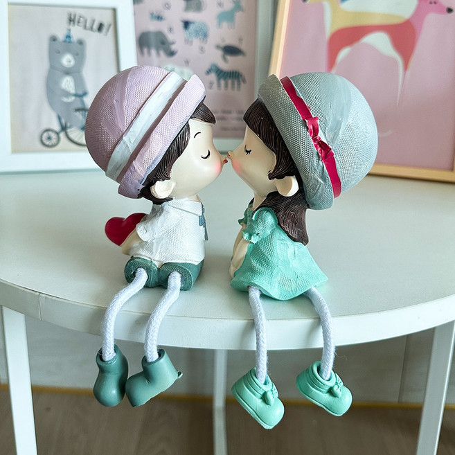 아이스타 귀여운 인테리어소품 키스 커플인형 2P세트, 큐티커플