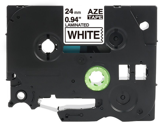우리네 브라더 라벨 테이프 호환, 24mm 바탕흰색 문자검정 AZe-251