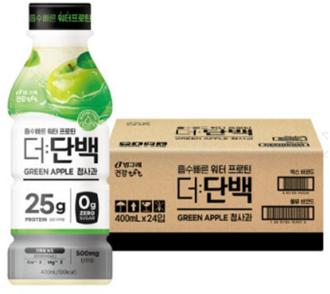 빙그레 더단백 워터 프로틴 청사과 단백질 음료, 400ml, 64개
