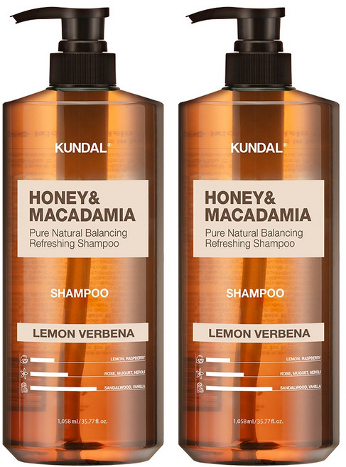 쿤달 네이처 샴푸 레몬버베나향, 1.058L, 2개